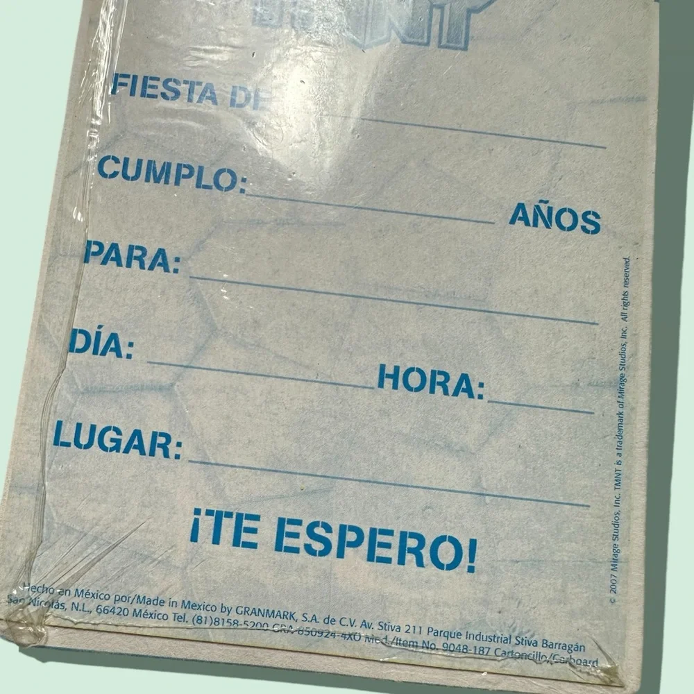 2007 Set Of 6 New In Package Teenage Mutant Ninja Turtle Party Spanish Invites